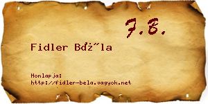 Fidler Béla névjegykártya