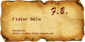 Fidler Béla névjegykártya